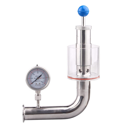 Adjustable Pressure Relief Safety Valve with Gauge