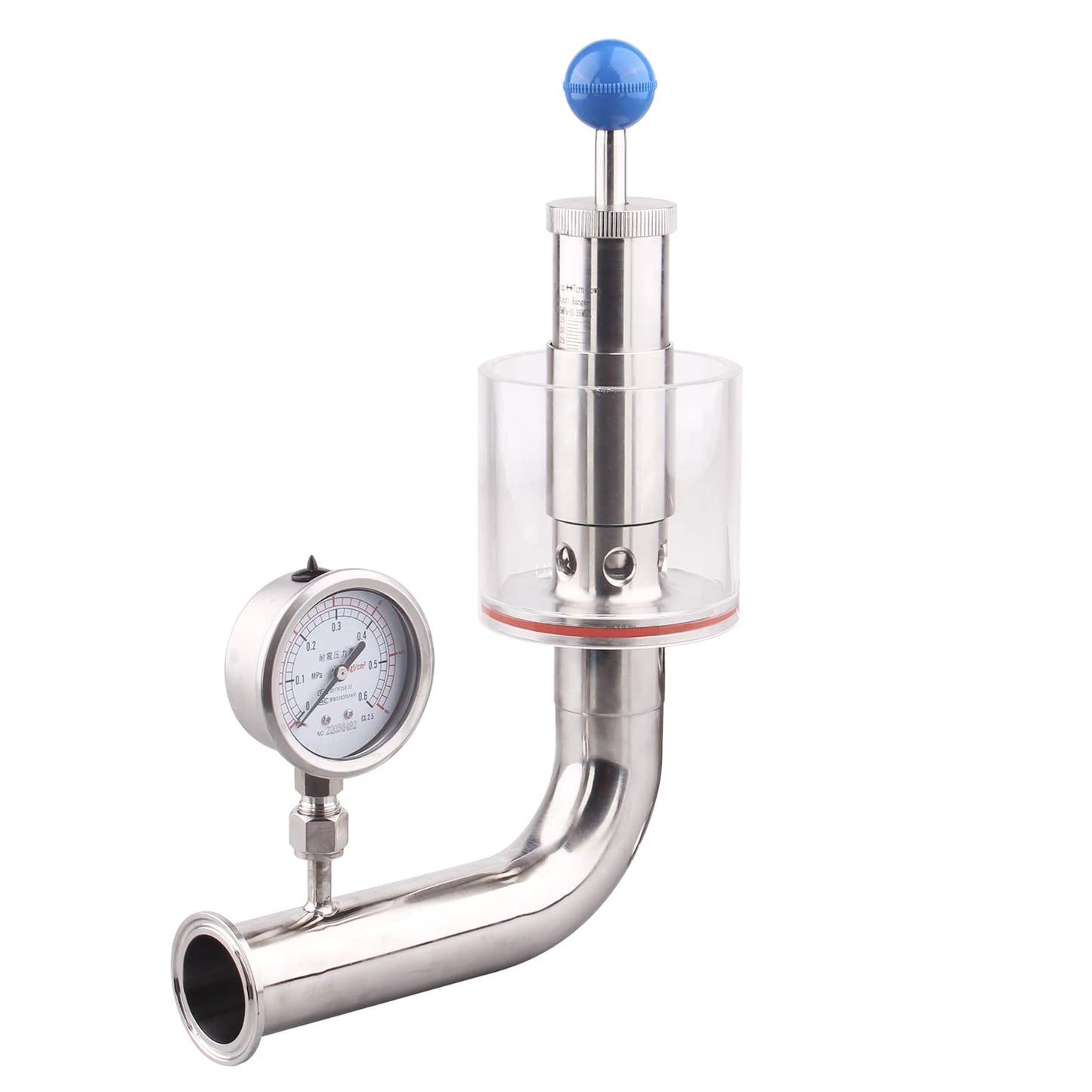 Adjustable Pressure Relief Safety Valve with Gauge