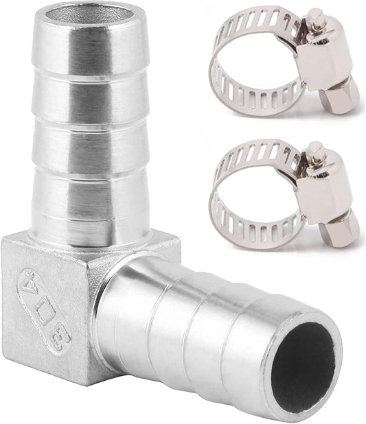 Stainless Steel 3/8" Hose Barb Elbow 90 Degree L Right Angle Barbed Fitting Water Fuel Air