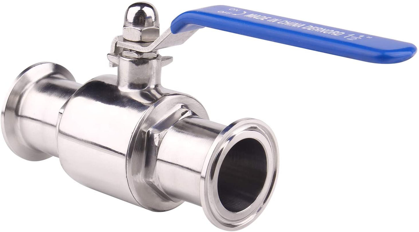 DERNORD 1.5''Tri-Clamp& 2''Tri-Clamp  Ball Valve 2PC Stainless Steel 304,PTFE Lined