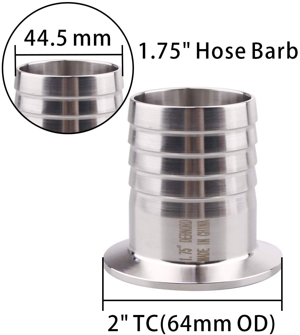 2" Tri Clamp | Hose Barbed Adapter | Sanitary Hose Barb Pipe Fitting SUS304