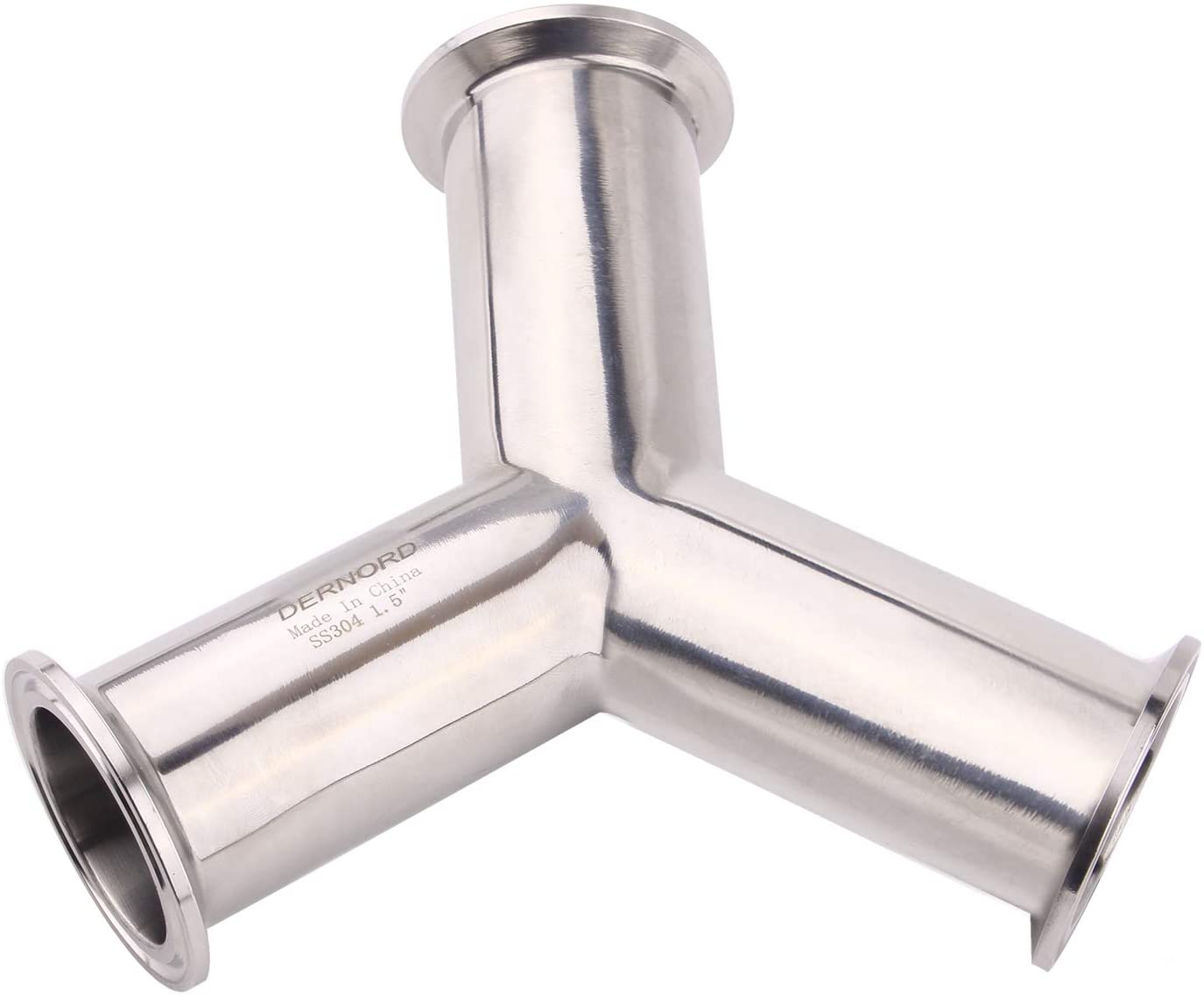 DERNORD Tri Clamp Wye Clamp End True Y Type Cross Tee Tube Stainless Steel 304 Three Way Elbow